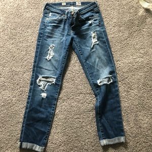 AG stilt roll up distressed jeans